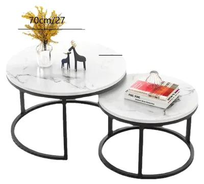 Imagen del producto de Mesa de centro, diseño redondo, estilo moderno, marco , superficie de mármol blanco
