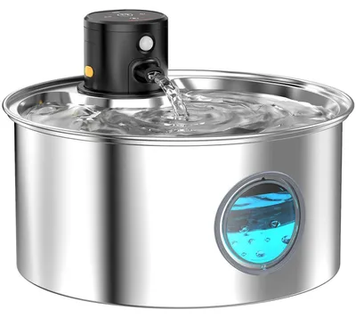 Produktbild von Kabelloser Edelstahl Katzenbrunnen mit Akku 3.2L Wasserspender mit Bewegungsmelder