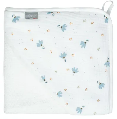 Productafbeelding van Grote badcape van katoen en bamboe, blauw - 100 x 100 cm - Wit | van SEVIRA KIDS