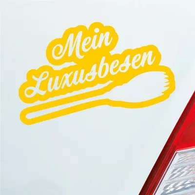 Produktbild von Auto Aufkleber Mein Luxusbesen Hexe fliegen Besen 16,5x10 cm Gelb Sticker Heckscheibenaufkleber