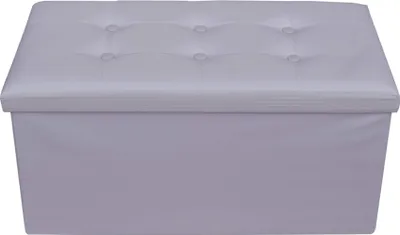 Immagine prodotto di Pouf Rebecca Mobili con vano portaoggetti e coperchio in fibra di legno e Pelle finta grigia