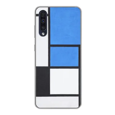 Produktbild von MuchoWow® Handyhülle Schutzhülle Hülle für Samsung Galaxy A30s Komposition mit Blau, Rot, Schwarz, Gelb und Grau - Piet Mondrian Silikon Softcase Handy Hülle - Karteninhaber