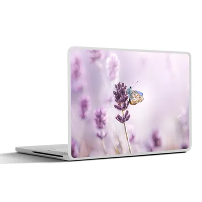 Produktbild von MuchoWow® Laptop Aufkleber Sticker Cover Lavendel - Schmetterling - Nahaufnahme - Lila 25x18 cm - Laptop-Deko