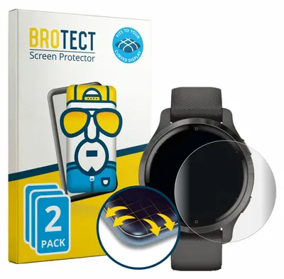 Produktbild von 2x BROTECT Fullscreen Schutzfolie für Garmin Venu 2S Displayschutz Folie Fullcover Klar Transparent