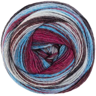 Produktbild von Lana Grossa GOMITOLO ARTE 200 g Dochtgarn mit Dégradé-Farbverläufen 700 m  Farbe 1016 - Graublau/Jeans/Weinrot/Graurot/Aubergine