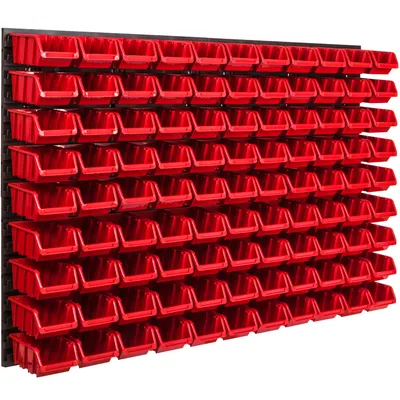 Obrázok produktu pre Nástenný panel na náradie 115,2 x 78 cm s 99  ks. Krabice závesný Červené Boxy Skladovací systém