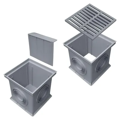 Produktbild von Marley Einlaufschacht + Schacht ohne Boden, Einlaufrost + Geruchsverschluss 300x300mm Hofablauf