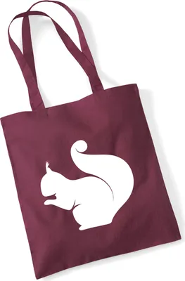Produktbild von Huuraa Jutebeutel Eichhörnchen Silhouette 10 Liter Burgundy Baumwolle Tasche Geschenkidee