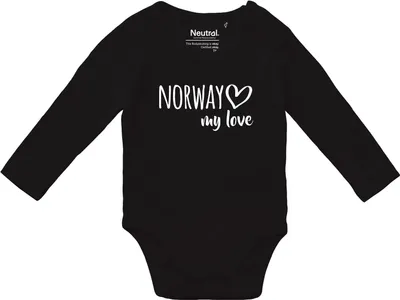 Produktbild von Huuraa Baby Body Norway my love 62 Black  Baumwolle Fairtrade Langarmbody Geschenkidee