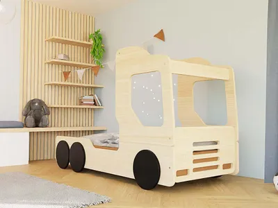 Produktbild von Kinderautobett in Form eines Lastwagens TRUCKY – 80x190 cm – Hellgrau