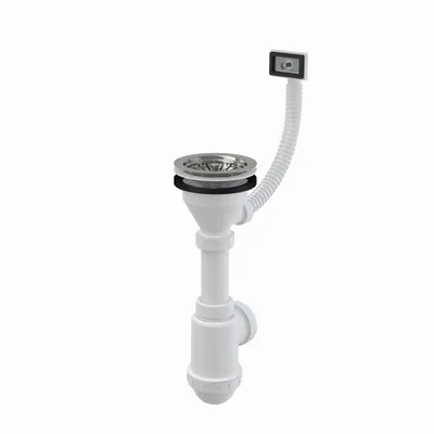 Produktbild von Alcadrain Spülbeckensiphon mit einem Edelstahlgitter DN115 und einem Flexiwasserüberlauf