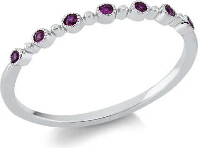 Produktbild von Ring aus 750 Gold Weißgold 7 Rubine 0,08ct rot B:1,7mm, Ringgröße:Innenumfang 54mm  Ø17.2mm