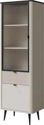 Productafbeelding van Vitrinekast Marly, glazen vitrine, 60x40x191 cm, kleur naar keuze, 2 deuren, kleuren: kasjmier/grijstone