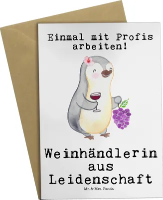 Produktbild von Mr. & Mrs. Panda Grußkarte Weinhändlerin Leidenschaft - Weiß - Geschenk, Grußkarten, dankeskarten, osterkarten, weihnachtskarten, einladungskarten
