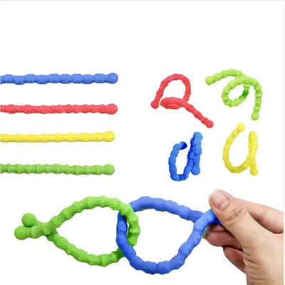 Zdjęcie produktu dla INF Sensoryczna pałeczka redukująca stres 4 szt. – miękki silikon, skręcalna teksturowana fidget pałeczka, przenośna 25cm długość 1.3cm szerokość