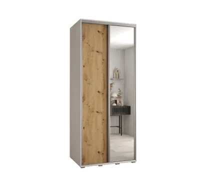 Obrázek produktu pro Šatní skříň ASIRI 3 - 100/60 cm, bílá / dub artisan / stříbrná