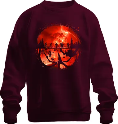 Obrázok produktu pre Detská mikina Upside Down na bicykloch Monster Horror 80. rokov, retro, bordová, L