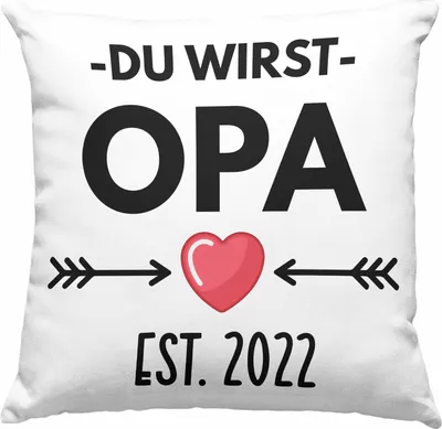 Produktbild von Trendation - Opa Du Wirst Opa 2022 Geschenk Schwangerschaft Verkünden Opa Überraschung Baby  Deko-Kissen mit Füllung 40x40 (Grau)