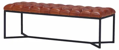 Obrázok produktu pre Casa Padrino luxusná lavica Chesterfield z pravej kože hnedá / čierna 180 cm - Nábytok z pravej kože
