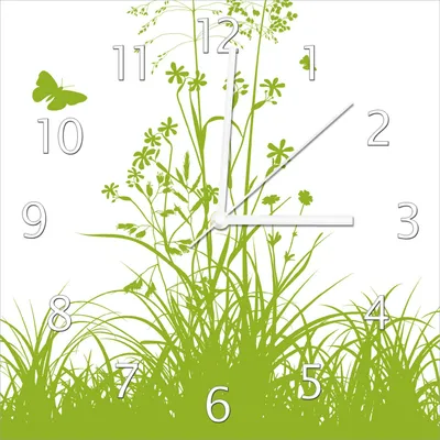 Produktbild von Wallario Design Wanduhr Grüne Sommerwiese aus Echtglas, Größe 30 x 30 cm