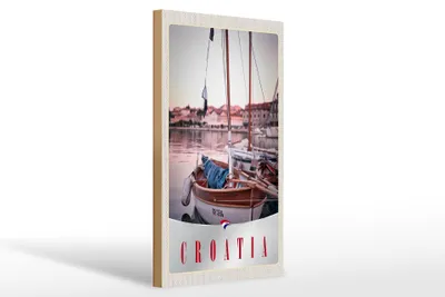 Produktbild von Holzschild Reise 20x30cm Kroatien Boote Stadt Meer Urlaub