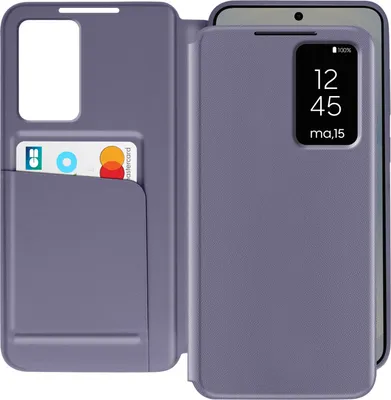 Image de Avizar, étui à fenêtre pour Samsung Galaxy S25 avec rabat pour carte, lavande