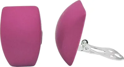 Produktbild von Clip Ohrring 27x17mm Trapez pink matt Kunststoff-Bouton pink 27x17mm