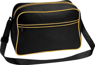 Image de BagBase BG14 | Sac à bandoulière rétro / Sac à bandoulière | 40 x 28 x 18 cm - Couleur : Black/Gold - Taille : 40 x 28 x 18 cm