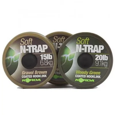 Produktbild von Korda N-Trap Soft 20m Vorfachschnur, Tragkraft:15lbs/6.8kg, Farbe:Weed