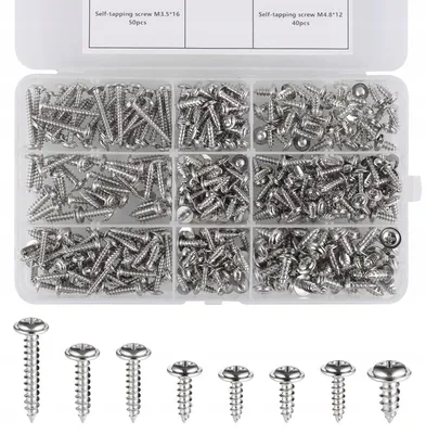 Produktbild von Schrauben Sortiment 350 Stück M3 M3.5 M4 M4.8 Silber Schraubenset
