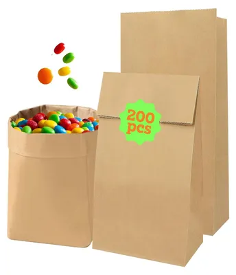 Produktbild von 200 Stück Kraftpapier-Tüten - 9 x 5,5 x 17 cm für Geschenke