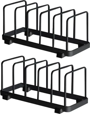 Image de YunNasi Porte-assiettes vertical 6 étagères Organisateur de vaisselle Acier Noir 2 pièces