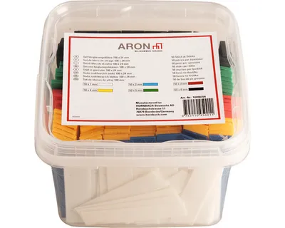 Produktbild von ARON Set 300 Stück Verglasungsklötze Unterlagsplättchen Abstandshalter 1-6 mm (je Größe 50 Stück) 100x24 mm