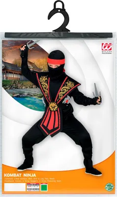 Produktbild von Ninja Kostüm mit Zubehör für Kinder | Rot Schwarz Größe: 158