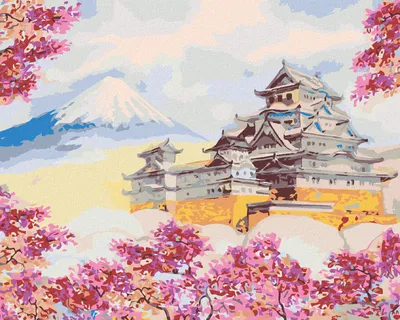 Produktbild von Zuty - Malen nach Zahlen - JAPANISCHER TEMPEL UMGEBEN VON BLUMEN, 40x50 cm, ohne Keilrahmen
