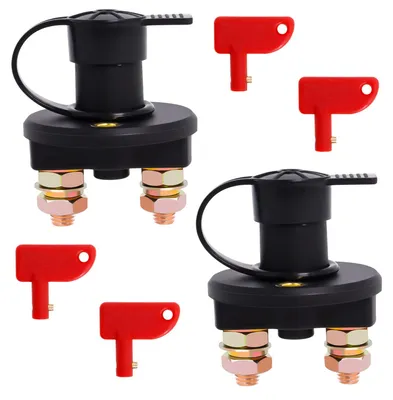 Produktbild von Batterieschalter 12V/24V, Batterie Trennschalter Hauptschalter, Batteriehauptschalter Schnelles Ausschalten Trennschalter für Auto Kfz LKW Boot (2 pcs)