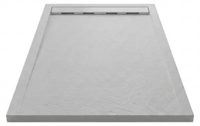 Produktbild von Mineralguss-Duschwanne extra flach RIBERA Schieferoptik GRAU 90x170cm  Auslaufschutz in Farbe