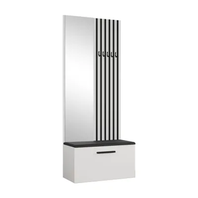 Produktbild von AX LIVING Kleiderschrank mit Spiegel Rosanno II - 80,6 cm Weiß JS100
