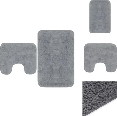 Immagine prodotto di vidaXL Set di tappeti da bagno 2 pezzi in tessuto grigio - Tappeti e tappetini da bagno
