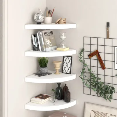 Produktbild von "im Angebot" Eck-Schweberegale 4 Stk. Weiß 35x35x3,8 cm MDF - Wandregale CC9944
