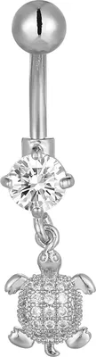 Produktbild von Karisma Edelstahl Bauchnabelpiercing Banana Anhänger Schildkröte Zirkonia - HB191 - Silber