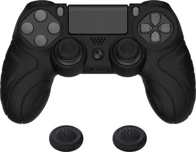 Immagine prodotto di Custodia protettiva per PS4 - Custodia in silicone morbido ed ergonomica con copripulsanti - Colore nero