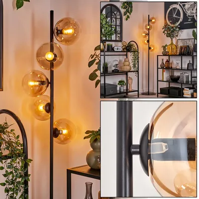 Produktbild von Fossobiubo Stehlampe aus Metall/Glas in Schwarz/Bernstein/Klar