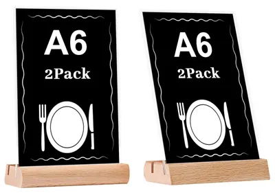 Immagine prodotto di Supporto per cartelli formato A6 con base in legno di faggio, confezione da 2 pezzi, formato verticale