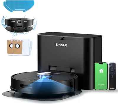 Produktbild von SmartAI S8 Saugroboter mit Absaugstation 4L, LDS Navigation, 5000Pa Wischroboter, Hindernisvermeidung, Akku 200min App/Sprachsteuerung/WLAN fürTeppich