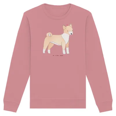 Produktbild von Mr. & Mrs. Panda Bio Baumwoll Pullover Basenji Moment Größe L - Canyon Pink - Geschenk, Sweatshirt, Sweater, Kongo-Terrier, Pulli