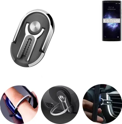 Produktbild von K-S-Trade 3in1 Smartphone-Ring Handy-Ring kompatibel mit Doogee Mix 2 Fingerhalterung  Handyring Tischständer Lüftungsgitter-Halterung Tisch