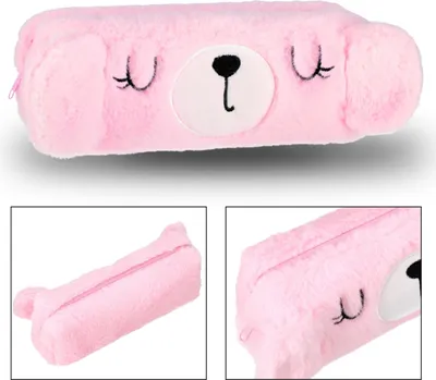 Produktbild von Rosa Teddybär Plüsch-Federtasche für Mädchen, 23x8x5cm