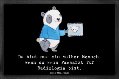 Produktbild von Mr. & Mrs. Panda Schmutzmatte Facharzt für Radiologie Herz 40 x 60 cm - Schwarz - Geschenk, fußmatte, Fussmatte, Schmutzfangmatte, Bodenvorleger, Fußabstreifer