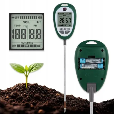 Zdjęcie produktu dla Tester Ph Wilgotności Kwasomierz Gleby Miernik Glebowy Ziemi Podłoża 4W1